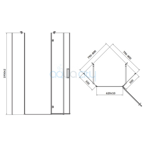Душевая штора Jota 90x90 R фото 2