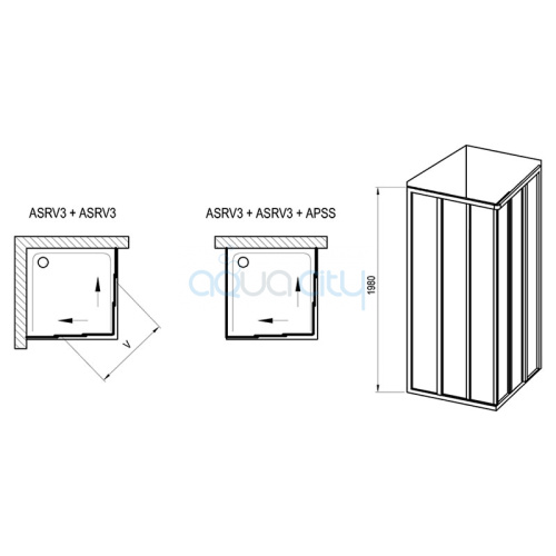 Душова штора ASRV 3-90 Transparent+білий фото 2