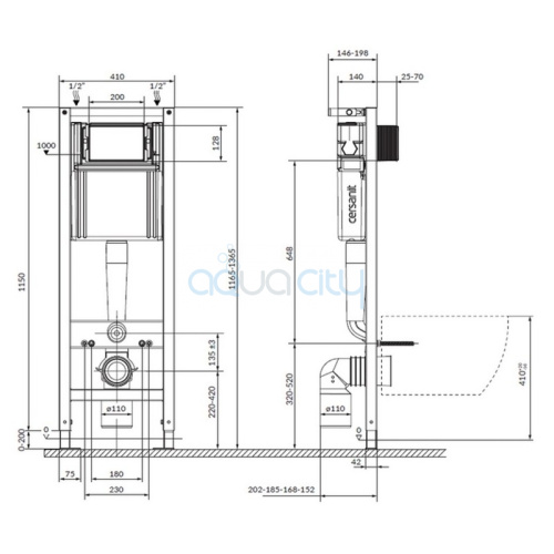 Інсталяційна система System 40 Mech + чаша унітаза Cersania SimpleOn з сидінням + кнопка Enter II фото 2