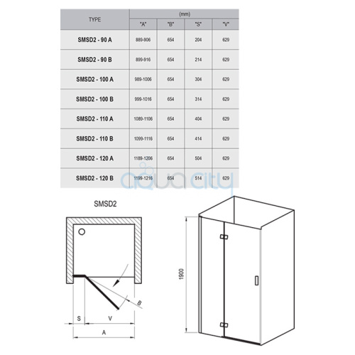 Душевые двери SMSD 2-100 (B) Transparent+хром L фото 2