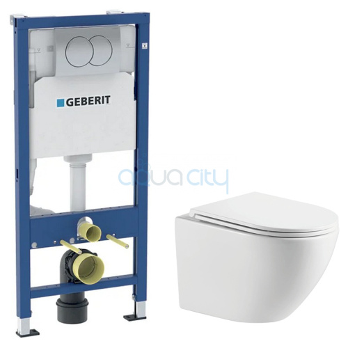 Инсталляция Duofix с кнопкой Delta 01 458.133.21.3 + чаша унитаза Atlas Tornado с сиденьем A0495TQ3L