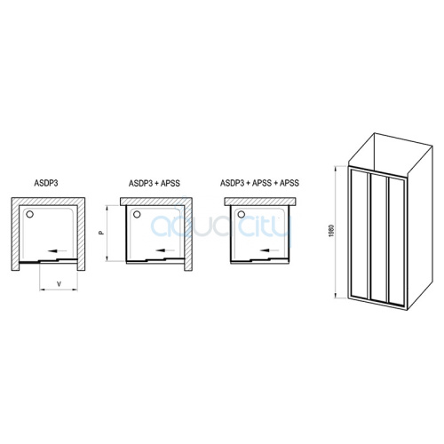 Душевые двери ASDP 3-110 Pearl+черный фото 2