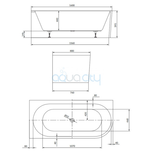 Ванна Crea 160x80 ліва з ніжками фото 2
