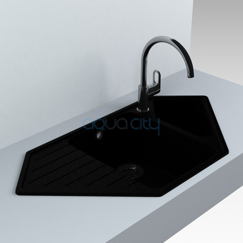 Кухонна мийка Tirion 97 врізна матова чорна фото 2