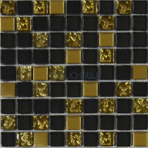 Мозаїка чорне-золото рифлене-золото
