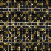 Мозаика черная-золото рельеф-золото микс 913