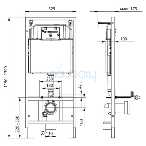 Інсталяція Dune 1200SL KP-112-001+чаша унітаза Round Smart з сидінням Soft-close RN-0490-RQ3+кнопка Air KP-230-002 фото 2