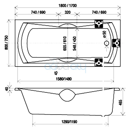 Акриловая ванна Sonata 180х80 фото 2