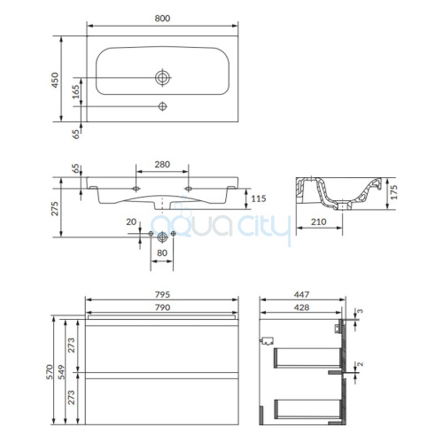 Тумба и раковина Moduo 80 фото 2