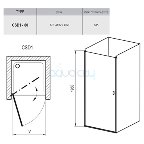 Душові двері CSD 1-80 Transparent + білий фото 2