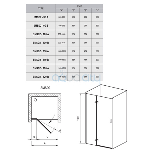 Душові двері SMSD 2-90 (А) Transparent+хром R фото 2