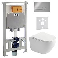 Інсталяція Oli 80 з кнопкою Iplate 885342 + чаша унітаза Ronda Rimless R0049RQS