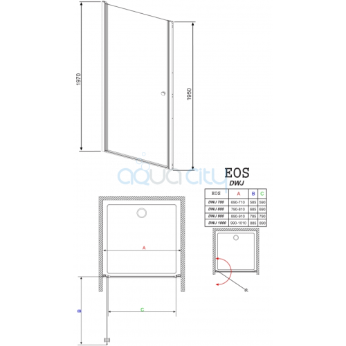 Душові двері Eos DWJ 100 фото 2