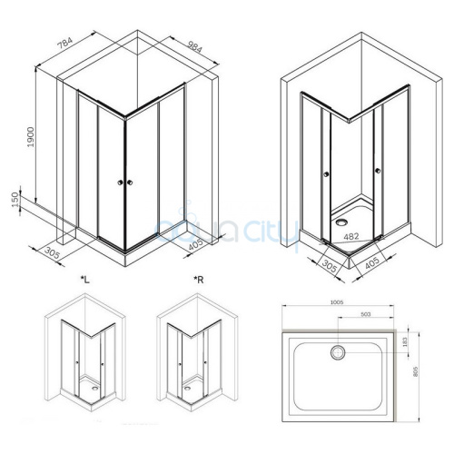 Душевая штора X-Joy Square Slide 100x80 фото 2