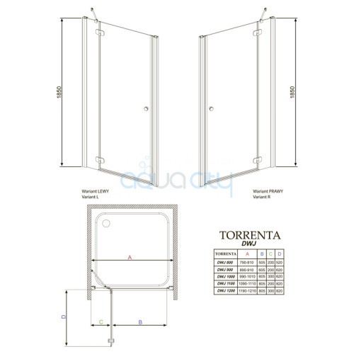 Душові двері Torrenta DWJ 100 L фото 3