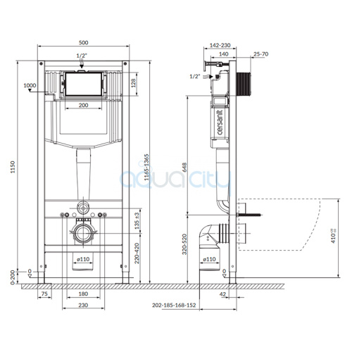 Инсталляционная система Aqua 50 Mech QF+чаша унитаза Mille Clean On с сиденьем Slim фото 2