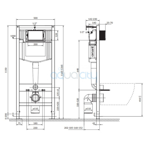 Інсталяційна система Aqua 50 Mech QF+чаша унітаза Crea Clean On з сидінням Slim фото 2