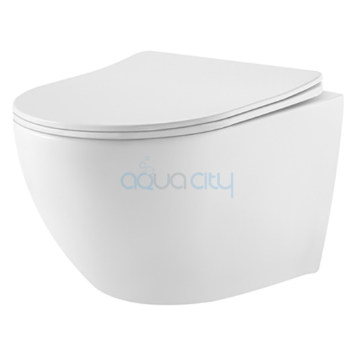 Чаша унитаза WC Concept Oval RimOff с сиденьем Slim Чаша унитаза WC Concept Oval RimOff с сиденьем Slim