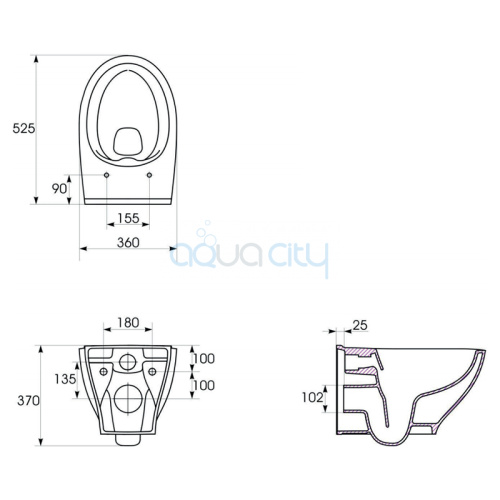 Інсталяція System 50 Mech K97-526 + чаша унітаза A29 Savio (Moduo) Clean On з сидінням Slim Wrap K701-262 + кнопка Presto II K97-519 фото 3