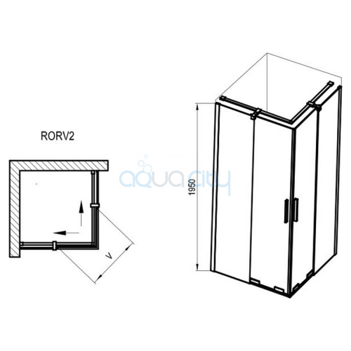 Душевая штора RORV2-90 Transparent+алюминий фото 2 Душевая штора RORV2-90 Transparent+алюминий фото 2