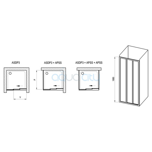 Душові двері ASDP 3-100 Transparent+білий фото 2