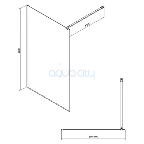 Душова стінка Walk-in Mille 90 Transparent+хром фото 2