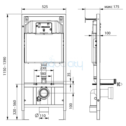 Инсталляция Dune 1200SL 2361510056 +чаша униітаза Stream с сиденьем Soft-close 1857570198 + кнопка Orion Cosmo 2328510657 фото 2