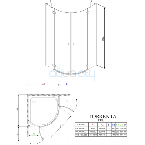 Душова штора Torrenta PDD 90 фото 3