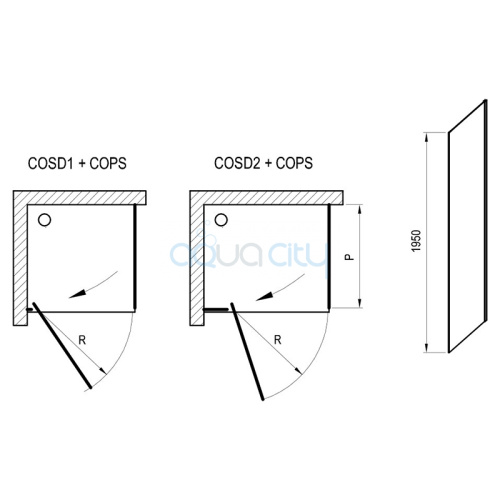 Душова стінка COPS-90 Transparent+хром фото 2
