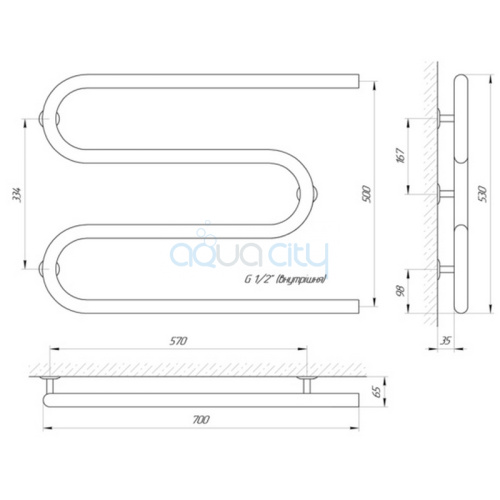 Рушникосушка Змійовик 70х50 фото 2