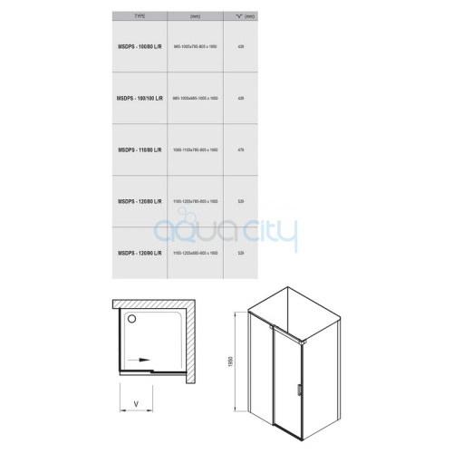 Душова штора MSDPS 120/90 R Transparent+білий фото 2