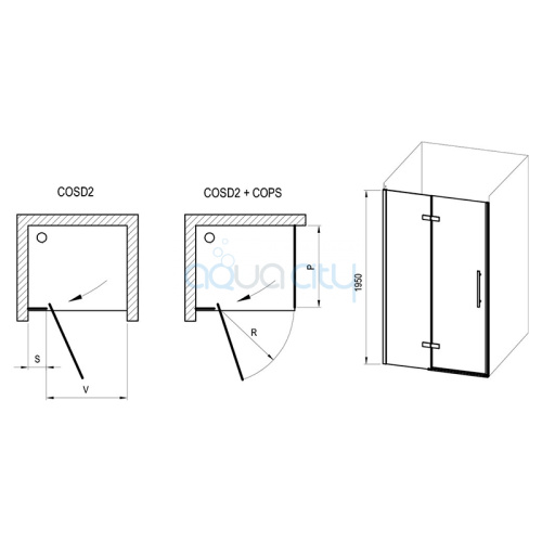 Душевые двери COSD-120 Transparent+хром фото 2