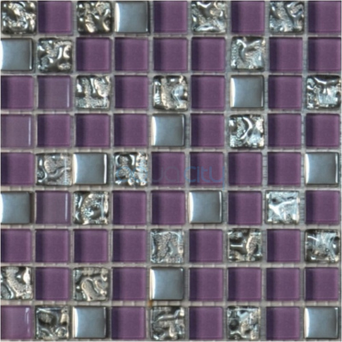 Мозаика фиолетовый-платина рифленая-платина