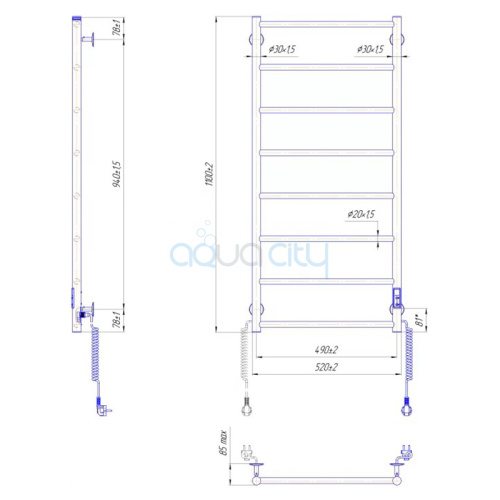 Рушникосушка Класік F НР-І 109x53/75 TR фото 2 Рушникосушка Класік F НР-І 109x53/75 TR фото 2