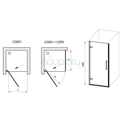 Душові двері COSD 1-80 Transparent+чорний фото 2