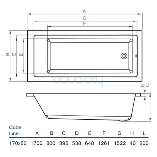 Ванна Cube Line 170х80 фото 2