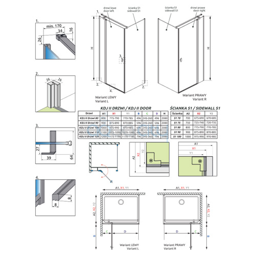 Душові двері Nes KDJ II 120 фото 2 Душові двері Nes KDJ II 120 фото 2