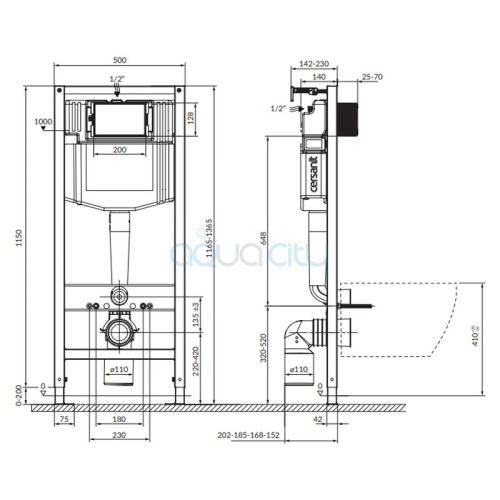 Инсталляционная система Aqua 50 Mech QF+чаша унитаза Colour Clean On с сиденьем фото 2