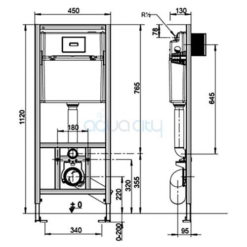 Инсталляция Nova Duplo A89P120020+чаша унитаза Hebe Rimless с сиденьем Slim A34H138000 фото 2