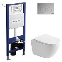 Інсталяція Aqua Line 2359510056 + чаша унітаза Ronda Rimless R0049RQS + кнопка Twist 2378510357