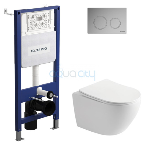 Інсталяція Aqua Line 2359510056 + чаша унітаза Ronda Rimless R0049RQS + кнопка Twist 2378510357