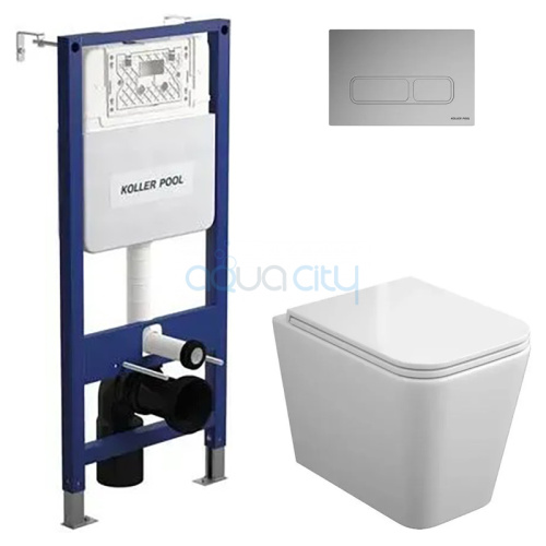 Инсталляция Aqua Line KP-AL-H02+чаша унитаза Trend с сиденьем TR-0490-RQ3+кнопка Edge KP-ED-001