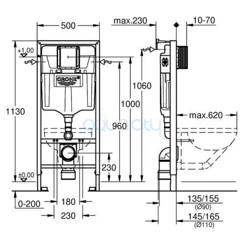 Інсталяція Rapid SL38536001 + чаша унітаза Bau 103860SH00 з кнопкою Skate Cosmopolitan 38732000 фото 2