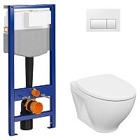 Інсталяція System 50 Mech K97-526 + чаша унітаза A29 Savio (Moduo) Clean On з сидінням Slim Wrap K701-262 + кнопка Presto II K97-519