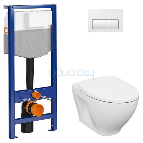 Інсталяція System 50 Mech K97-526 + чаша унітаза A29 Savio (Moduo) Clean On з сидінням Slim Wrap K701-262 + кнопка Presto II K97-519