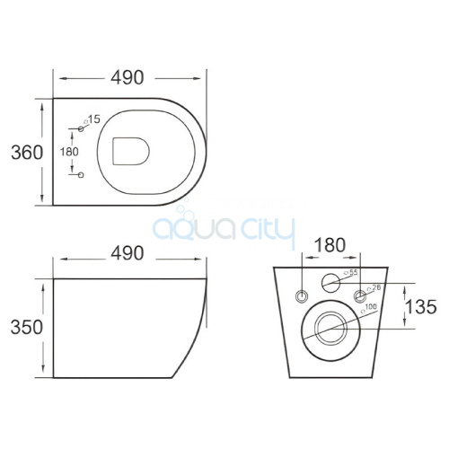 Інсталяція Oli 80 з кнопкою Iplate 885342 + чаша унітаза Ronda Rimless R0049RQS фото 3