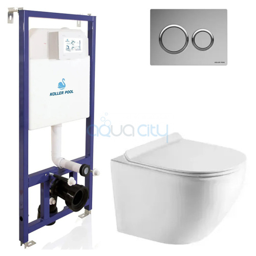 Інсталяція Dune 1200SL KP-112-001+чаша унітаза Round Smart з сидінням Soft-close RN-0490-RQ3+кнопка Air KP-230-002