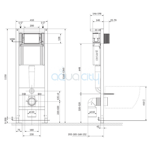 Інсталяція System 40 Mech QF+чаша унітаза Desse Vortex з сидінням S4024-001+кнопка Presto II фото 2