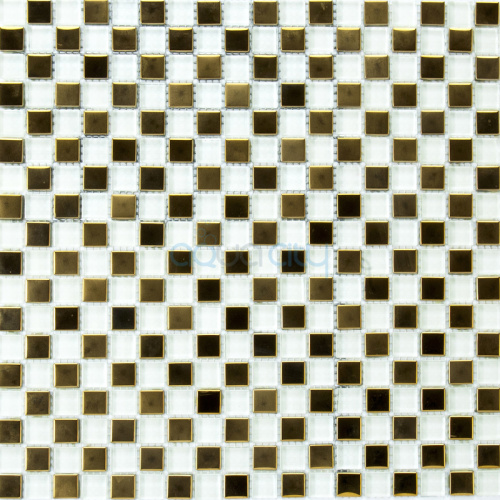 Мозаика Бело-Золотая Шахматка 413