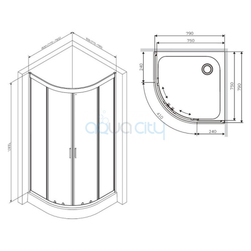 Душова штора Gem 80x80 фото 2